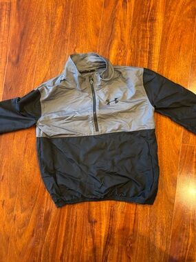 Under Armour Black and Gray Boys Half-Zip Windbreaker